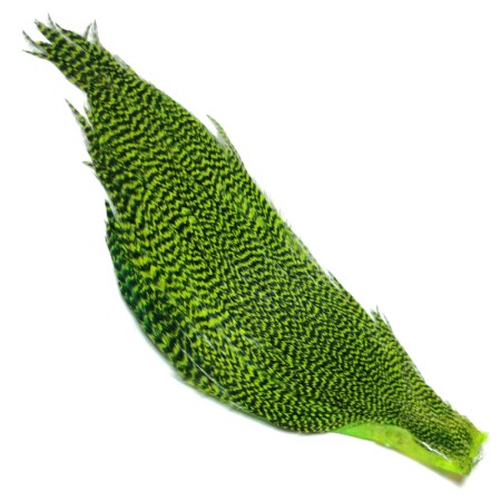 Hareline half cape Grizzly chartreuse
